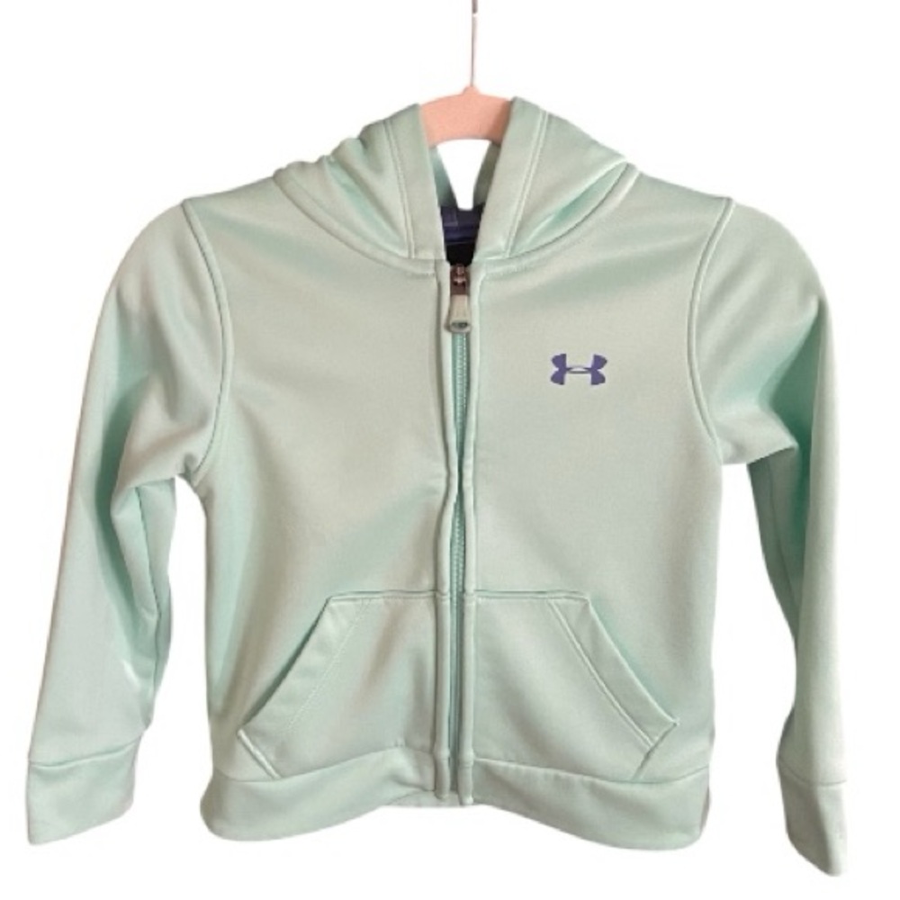 Under Armour Girls Full-Zip Hoodie 3T • Turquoise Jacket with Multicolor Hood